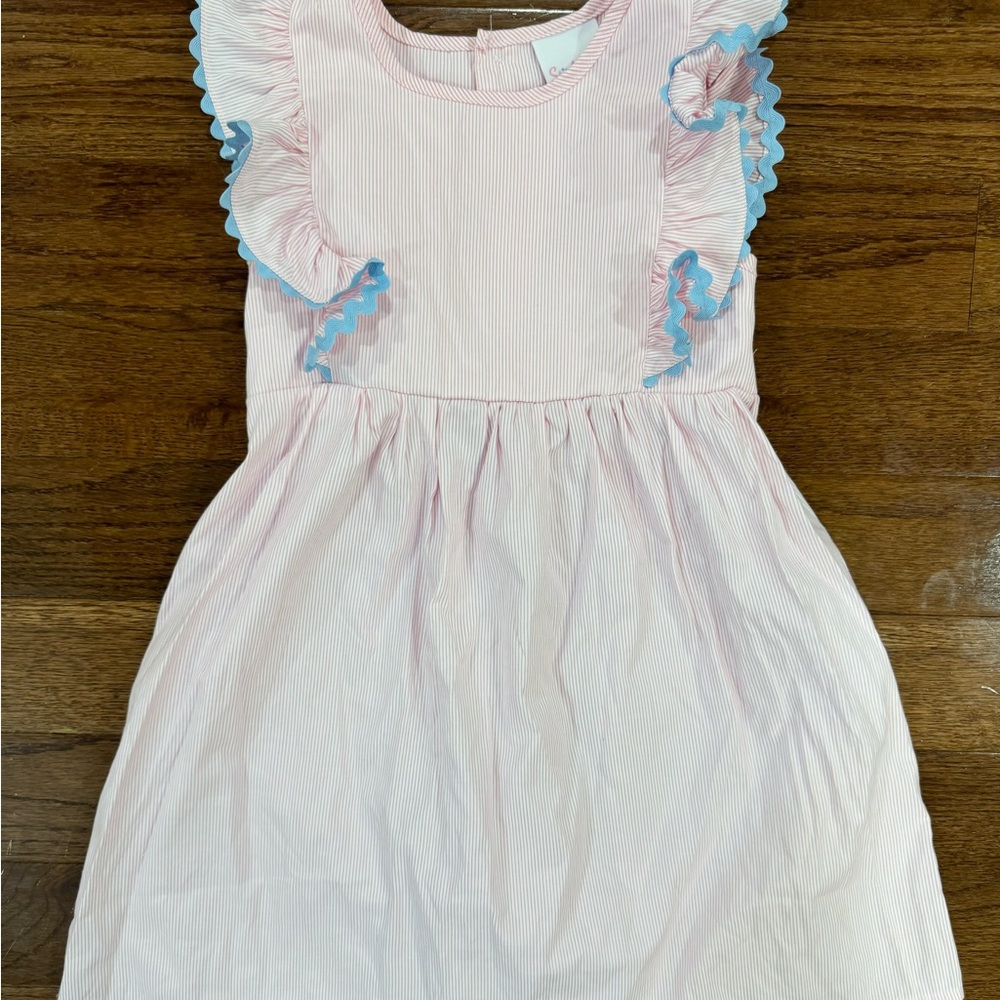 Stitchy Fish Pink and Blue Ruffle Kids Dress